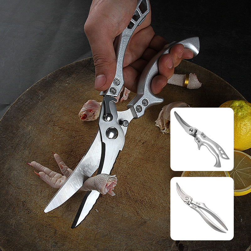 Tesoura de cozinha versátil em aço inoxidável — escamador de peixe e abridor de garrafas