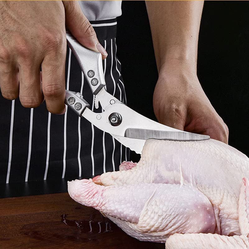 Tesoura de cozinha versátil em aço inoxidável — escamador de peixe e abridor de garrafas