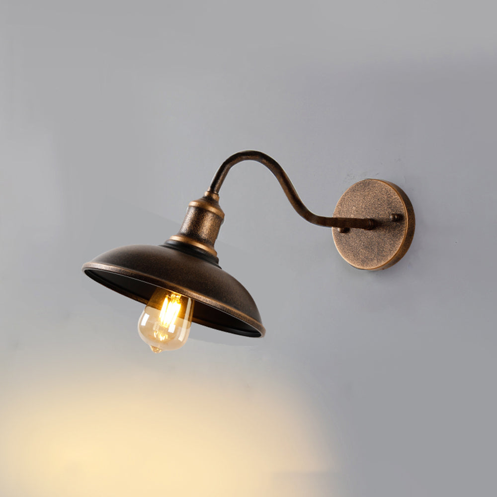 Ray Rustic Bowl Shaped Metal Wall Lamp, Antique Brass - Neutralighting