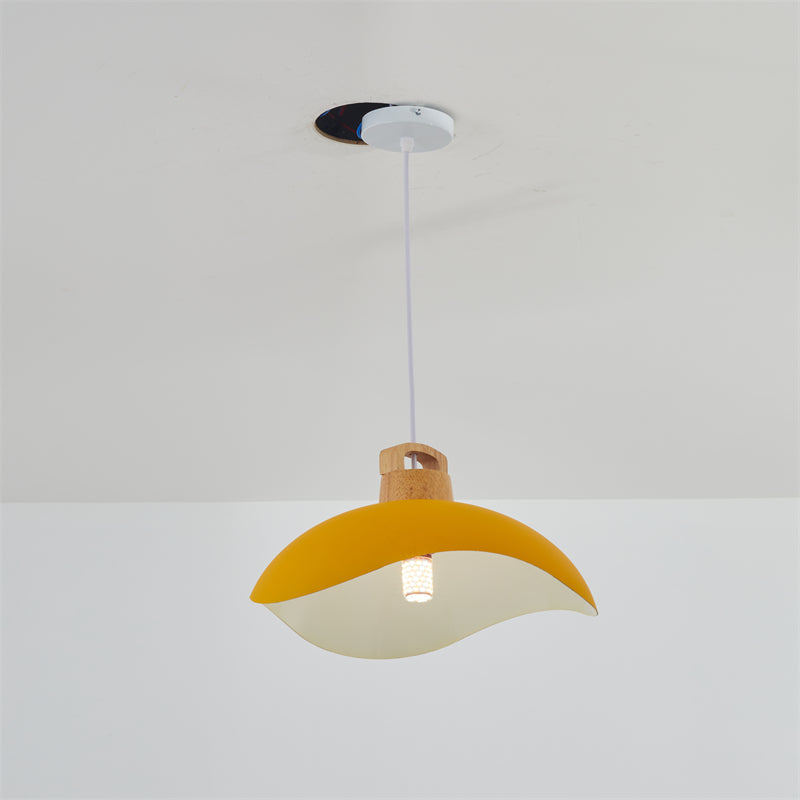 Valentina Colorful Shade Single Pendant Lights, Wood & Metal | ventumra
