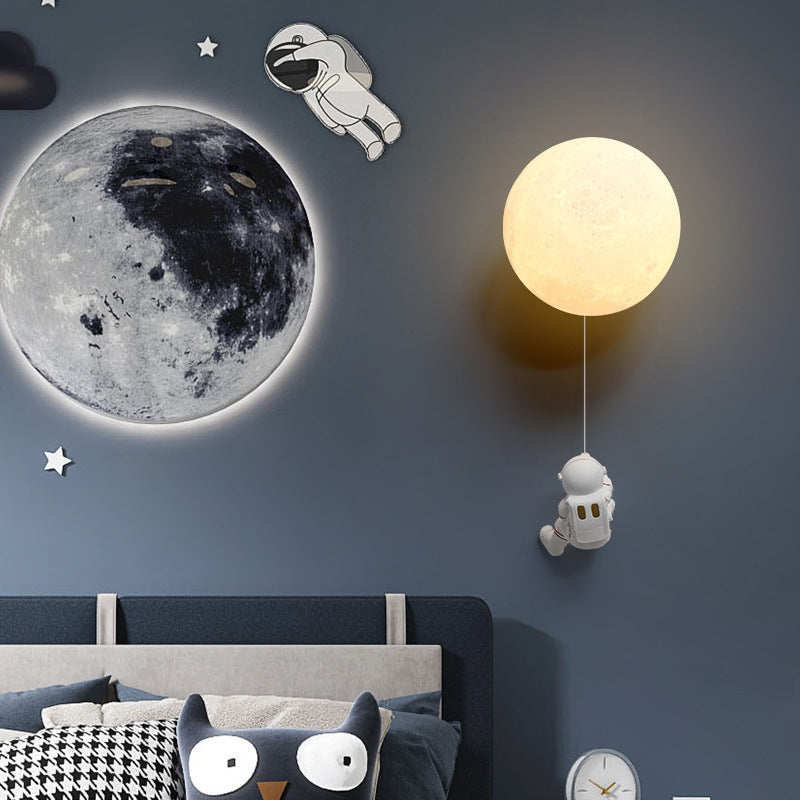 Aria Modern Moon LED Indoor Wall Lamp White Resin Kid's Room | ventumra