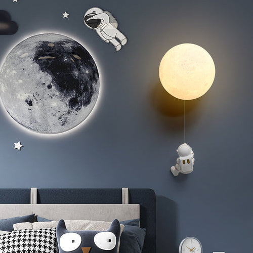 Aria Modern Moon LED Indoor Wall Lamp White Resin Kid's Room | ventumra
