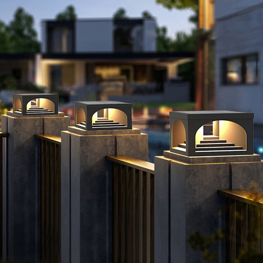 Ray Modern Stair Metal Solar Outdoor Pier-Mount Pillar Light - Neutralighting