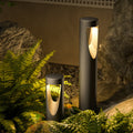 Ray Contemporary Metal Cylindrical Hollow Outdoor Path Light, Black | ventumra