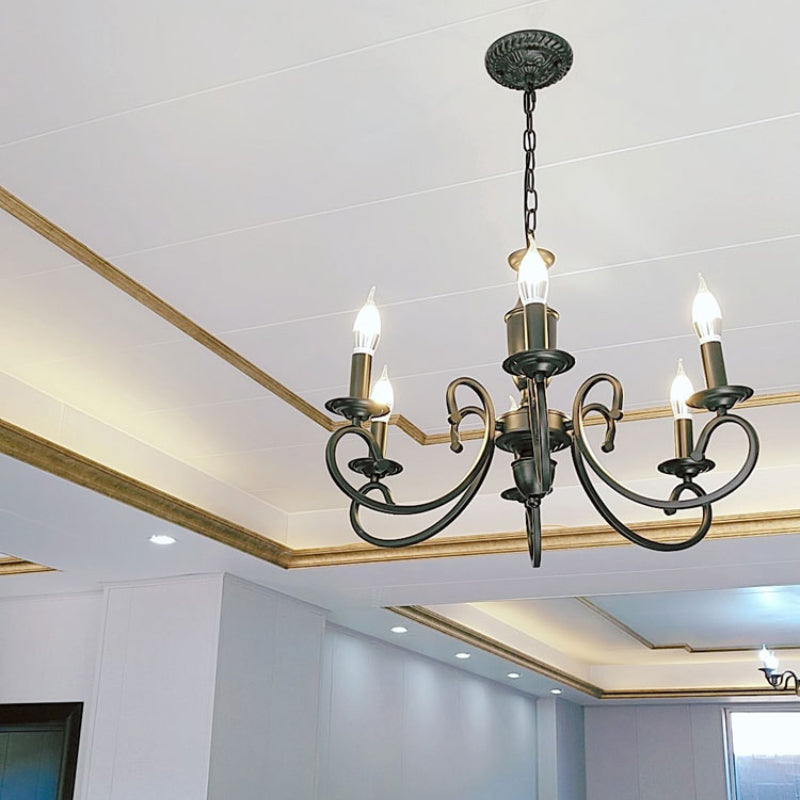 Silva Creative Retro Candle Chandelier Black Metal Bedroom | ventumra
