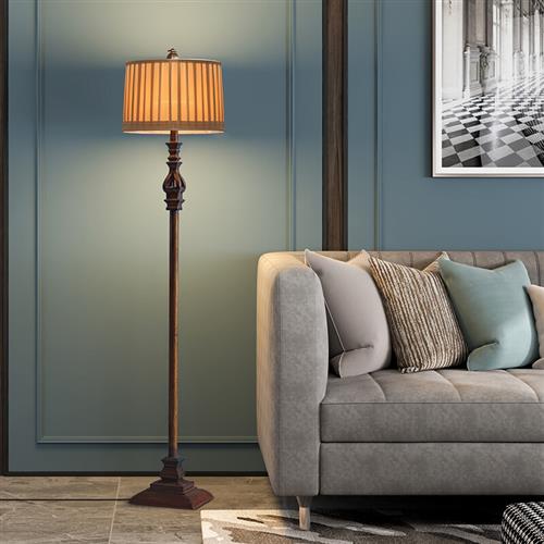 Eryn Vintage Resin/Fabric Standing Floor Lamp, Brown | ventumra