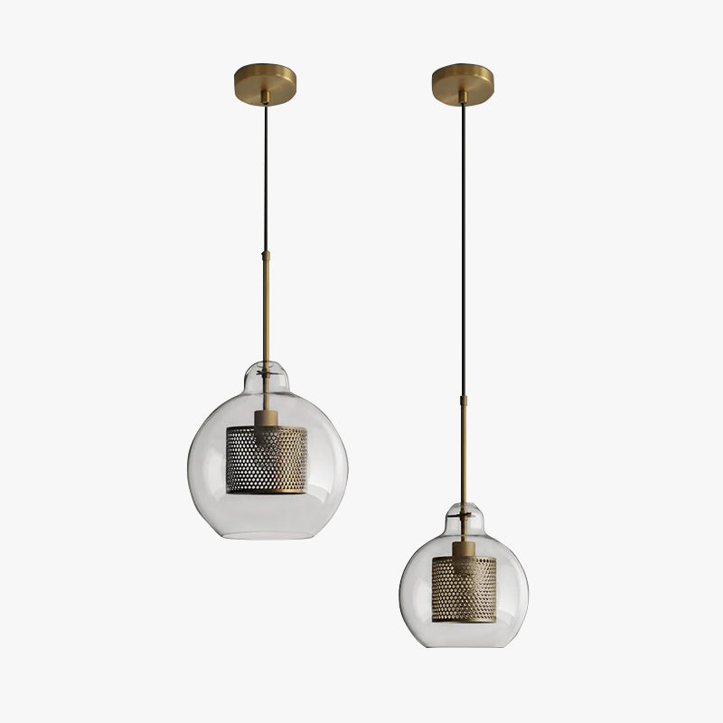 Hessa Contemporary Golden Pendant Light, Glass, Globe/Cylindric - Neutralighting