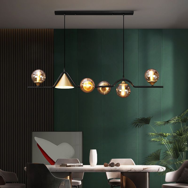 Arisha Modern LED Pendant Light Black/Gold Glass Living Room/Bedroom | ventumra