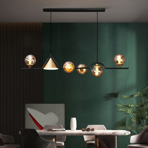 Arisha Modern LED Pendant Light Black/Gold Glass Living Room/Bedroom | ventumra