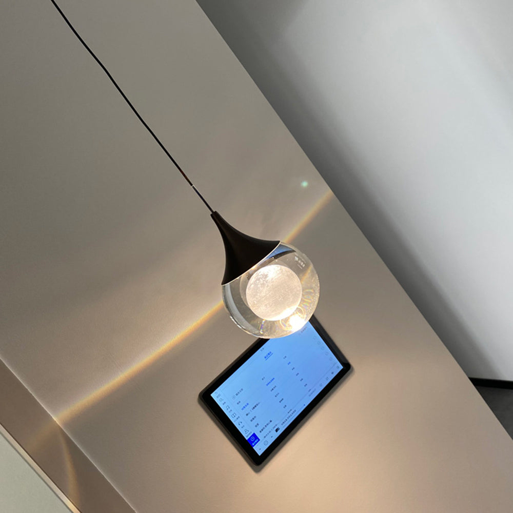 Aria Minimalist Moon Metal Pendant Light,Black | ventumra