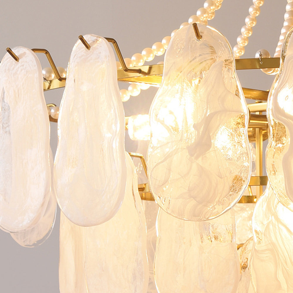 Kristy Elegant Pearl/Glass/Metal Chandelier, White | ventumra