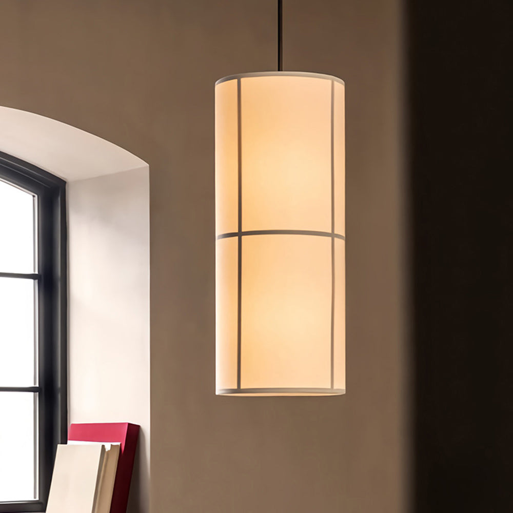 Ritta Cylinder Pendant Light, Lantern, Fabric, Japanese | ventumra