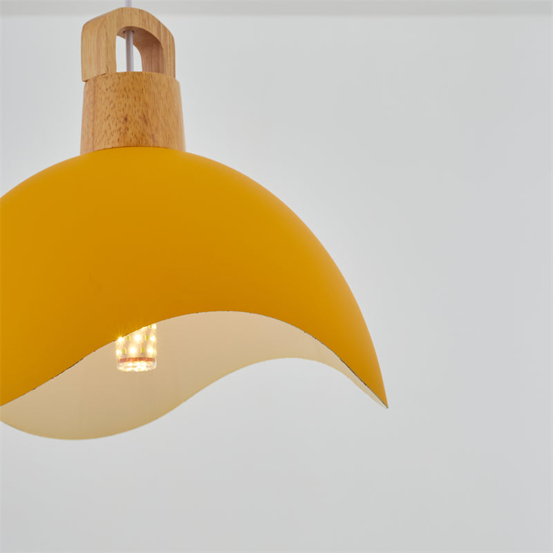 Valentina Colorful Shade Single Pendant Lights, Wood & Metal | ventumra