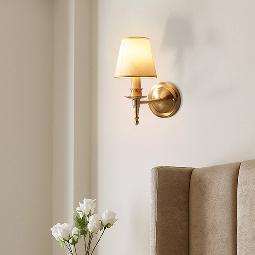 Tiffany Vintage Rustic Lantern Fabric LED Wall Lamp, Gold | ventumra