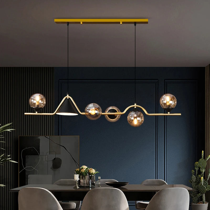 Arisha Modern LED Pendant Light Black/Gold Glass Living Room/Bedroom | ventumra