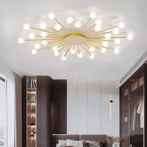 Arisha Nordic LED Flush Mount Ceiling Light Gold/Black Metal Living Room | ventumra