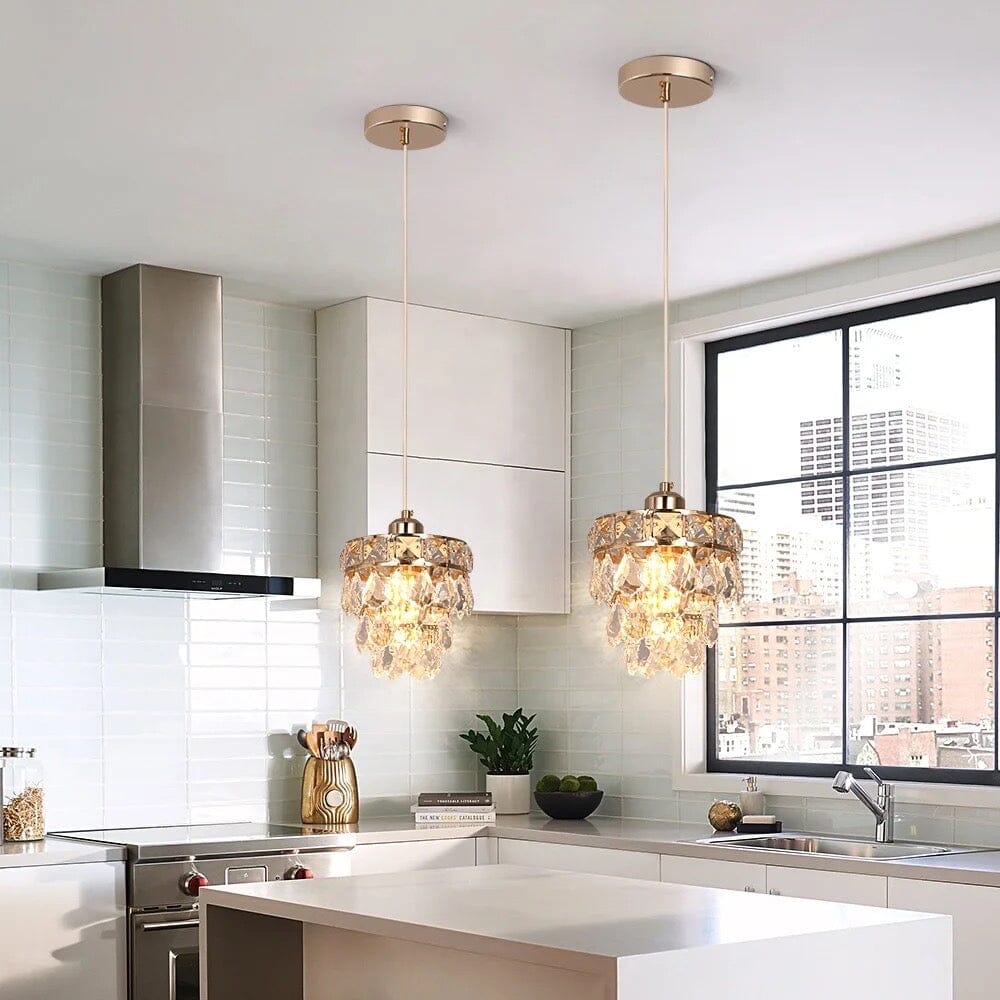Lyra Crystal Pendant Light with Two-Tier Glass Prisms