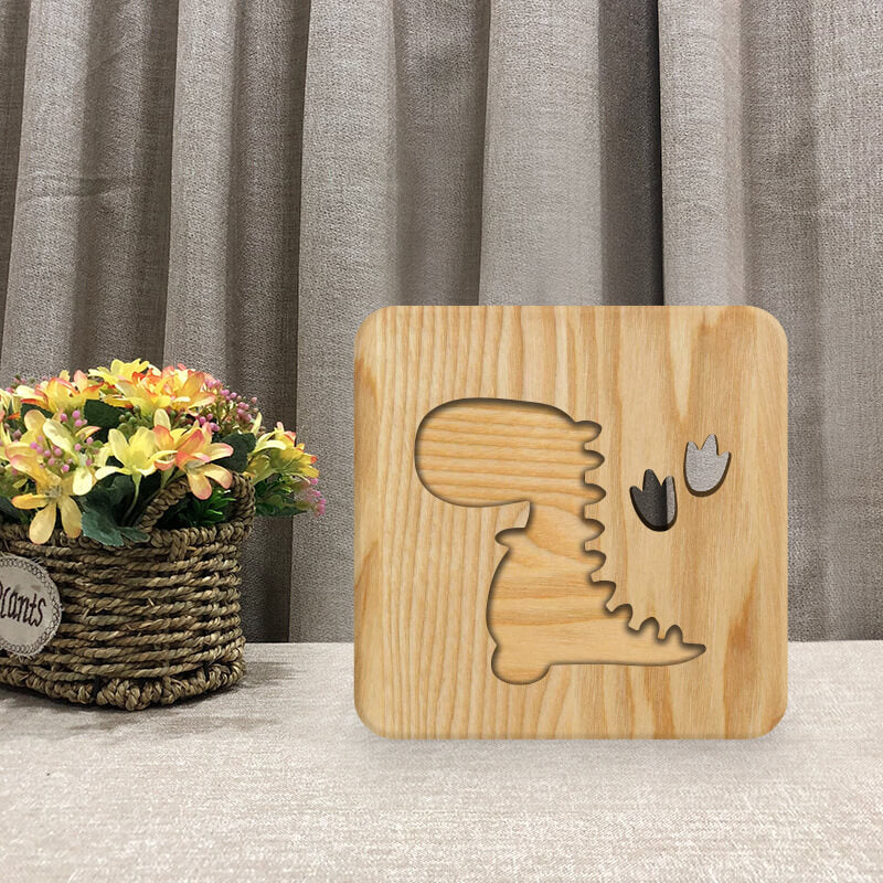 NovaDino USB LED Night Light Wooden Desk And Bedroom Lamp