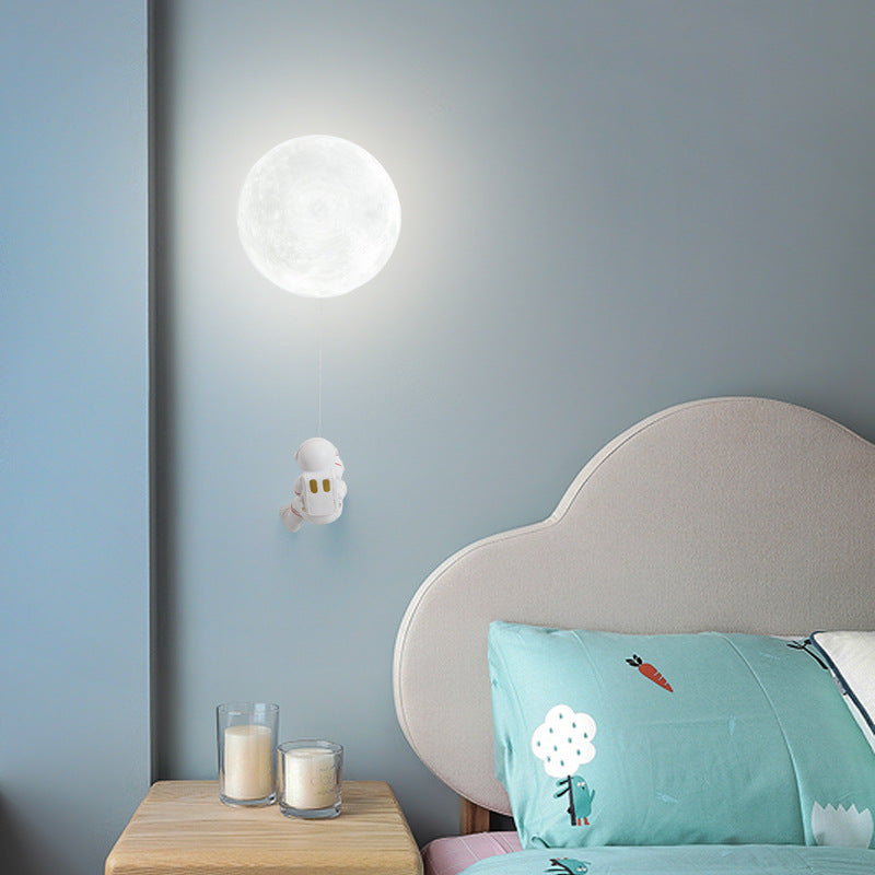 Aria Modern Moon LED Indoor Wall Lamp White Resin Kid's Room | ventumra