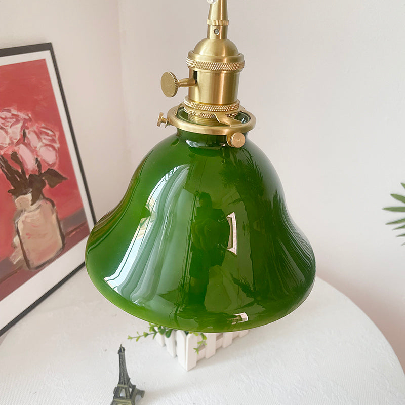 Valentina Rustic Vintage LED Pendant Light Green Copper Glass Dining Room | ventumra