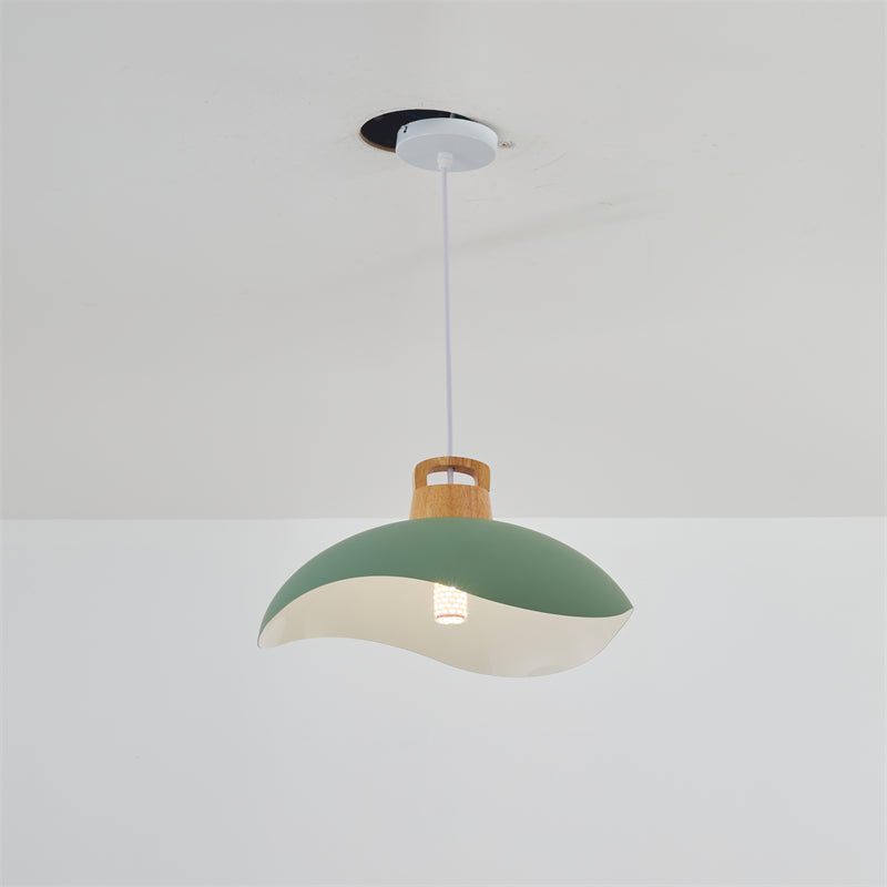 Valentina Colorful Shade Single Pendant Lights, Wood & Metal | ventumra