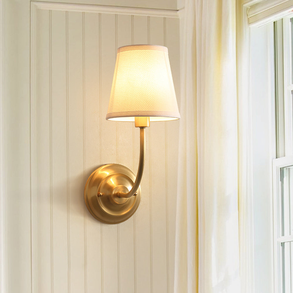 Tiffany Vintage Rustic Lantern Fabric LED Wall Lamp, Gold | ventumra