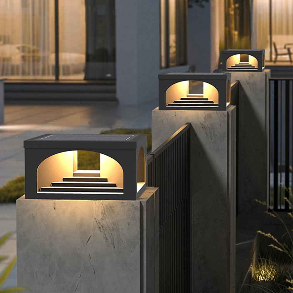 Ray Modern Stair Metal Solar Outdoor Pier-Mount Pillar Light - Neutralighting