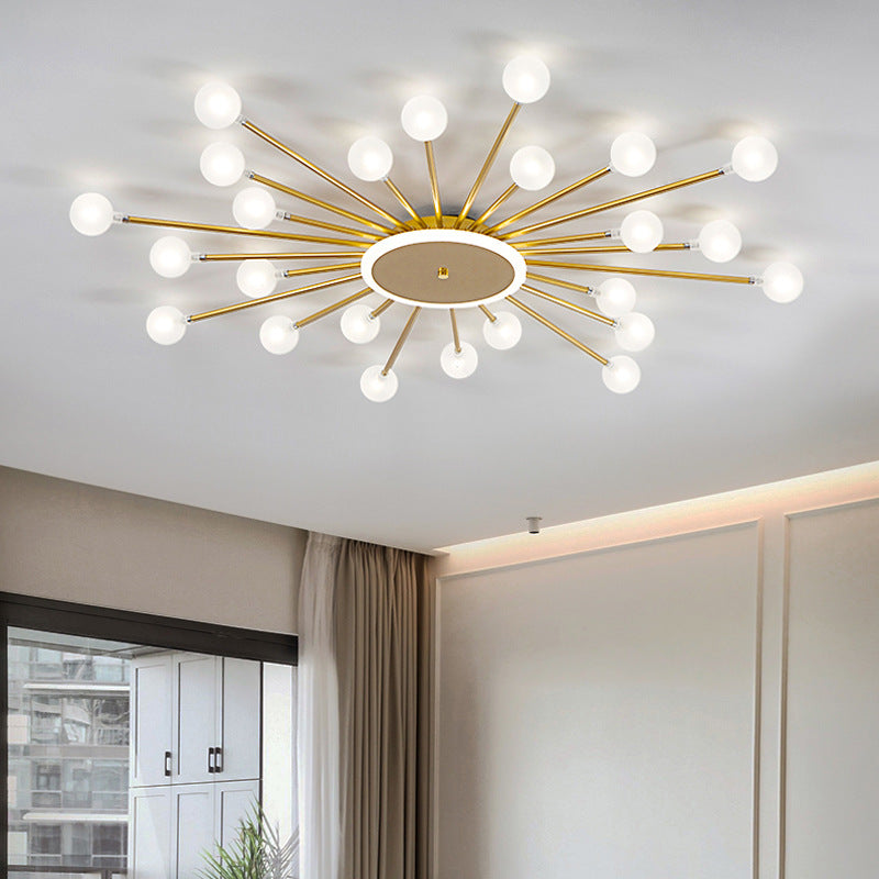 Arisha Nordic LED Flush Mount Ceiling Light Gold/Black Metal Living Room | ventumra