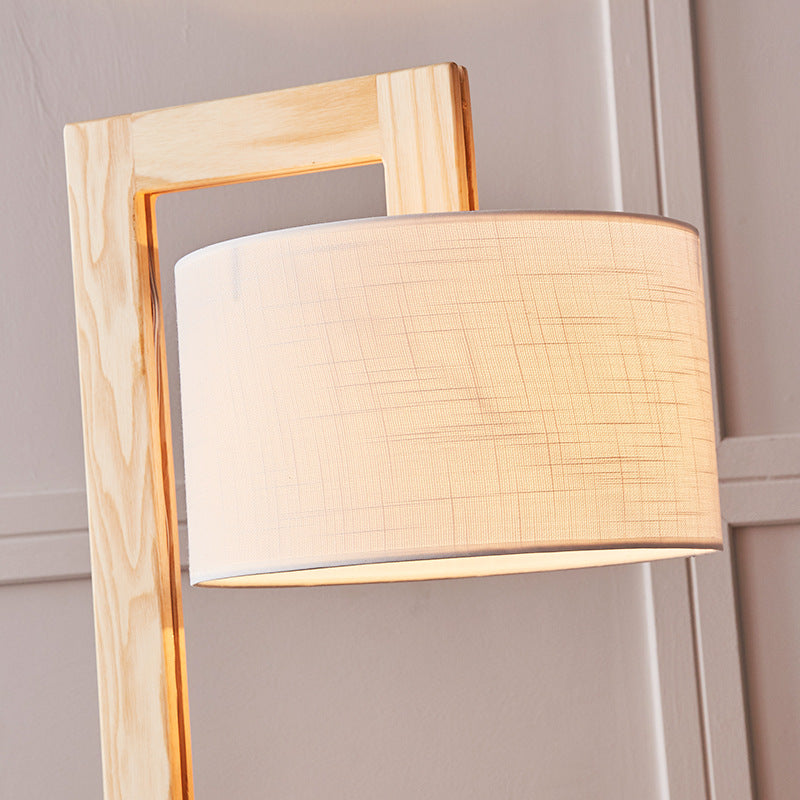 Ozawa Japanese Right Angle Arm Floor Lamp, Beige, Wood/Fabric | ventumra