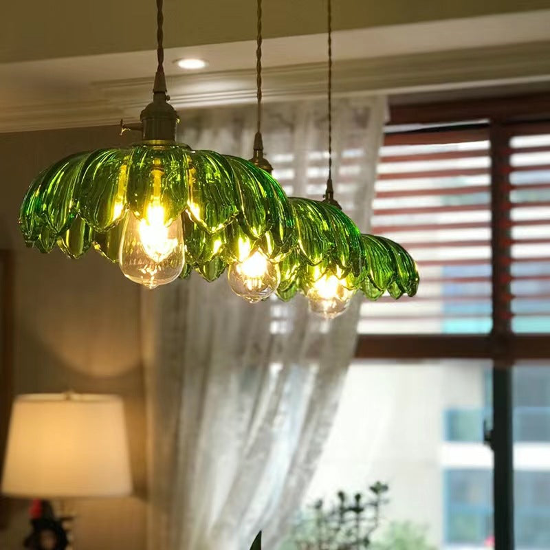 Valentina Retro LED Pendant Light Colourful Glass/Metal Flower Dining Room | ventumra