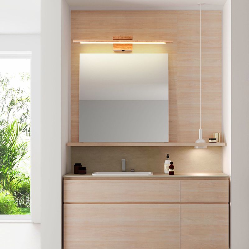 Muto Nature Wood Linear Mirror Front Vanity Wall Lamp | ventumra