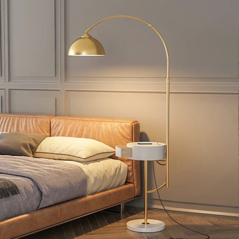 Aurelia Arc Floor Lamp Gold and White with Arch Style
