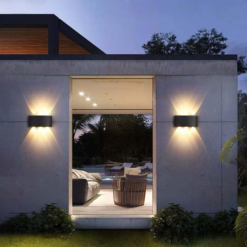 Tronix Modern Rectangular Metal Outdoor Wall Lamp, Black/White, Water-wave | ventumra