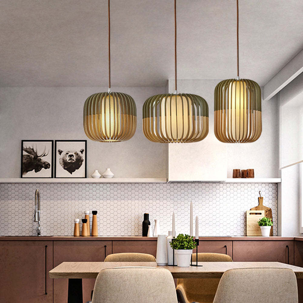 Muto Modern Birdcage Wood Pendant Light | ventumra