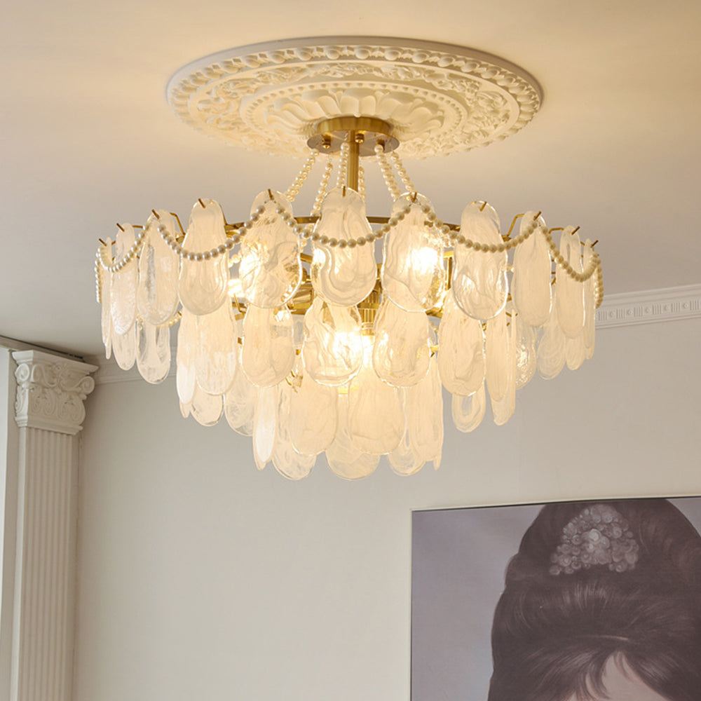 Kristy Elegant Pearl/Glass/Metal Chandelier, White - Neutralighting