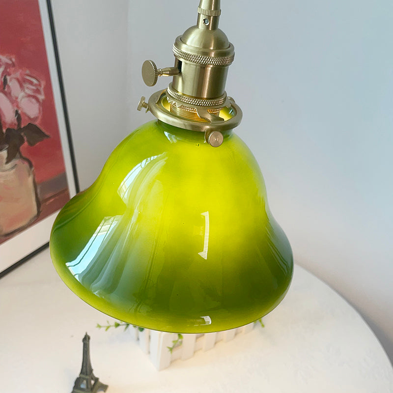 Valentina Rustic Vintage LED Pendant Light Green Copper Glass Dining Room | ventumra