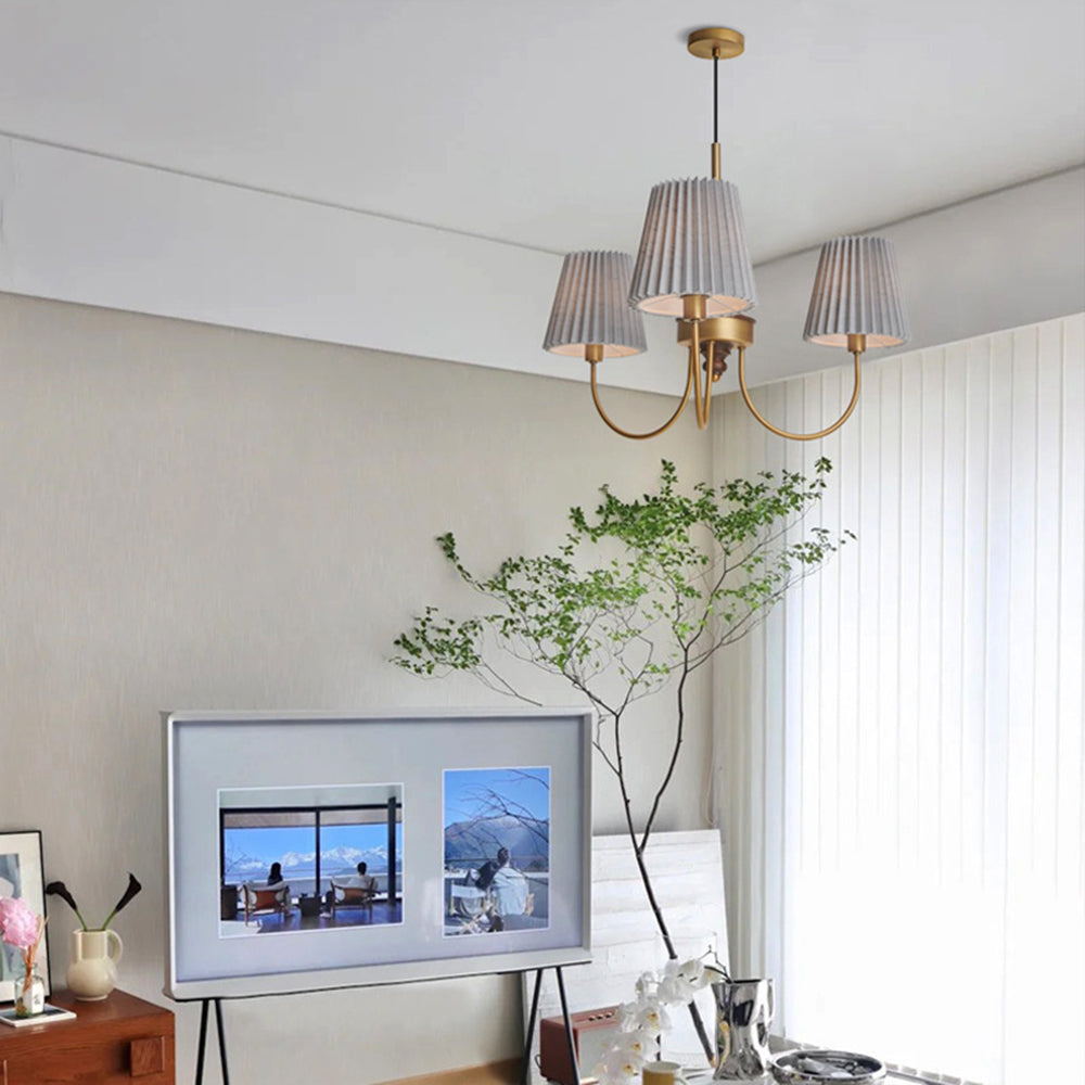 Silva Modern Retro Fabric Chandelier, White/Green | ventumra