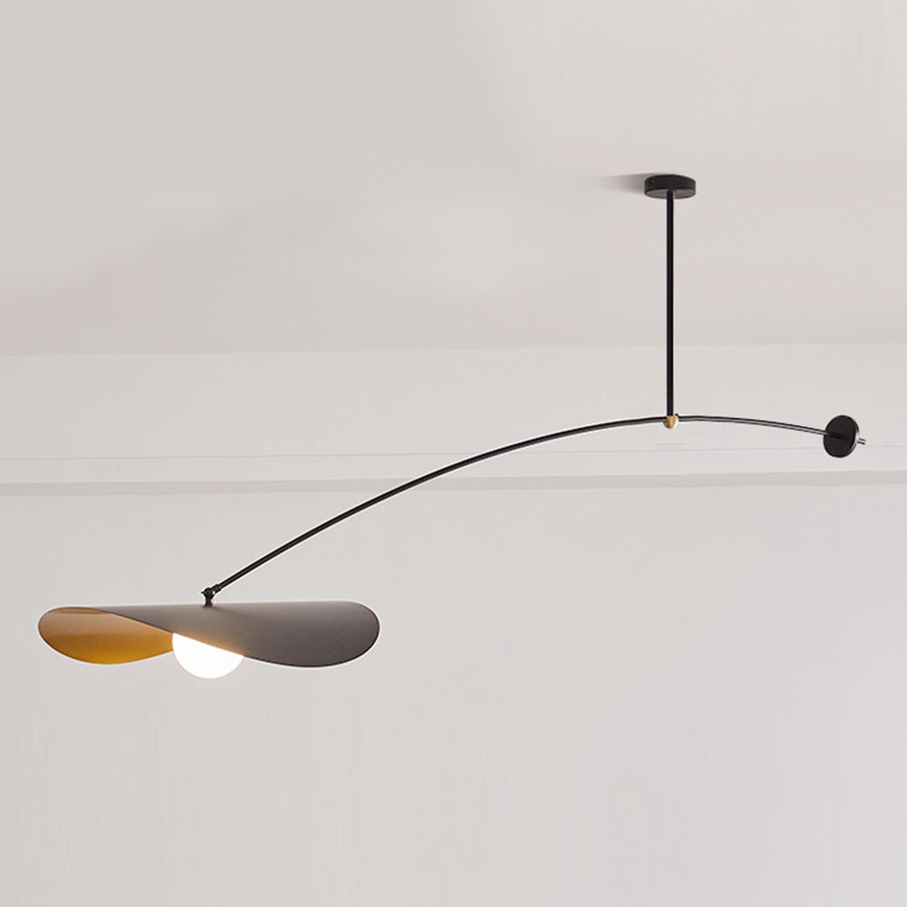Arisha Minimalist Lotus Leaf Shaped Metal Pendant Light, Black/Gold | ventumra