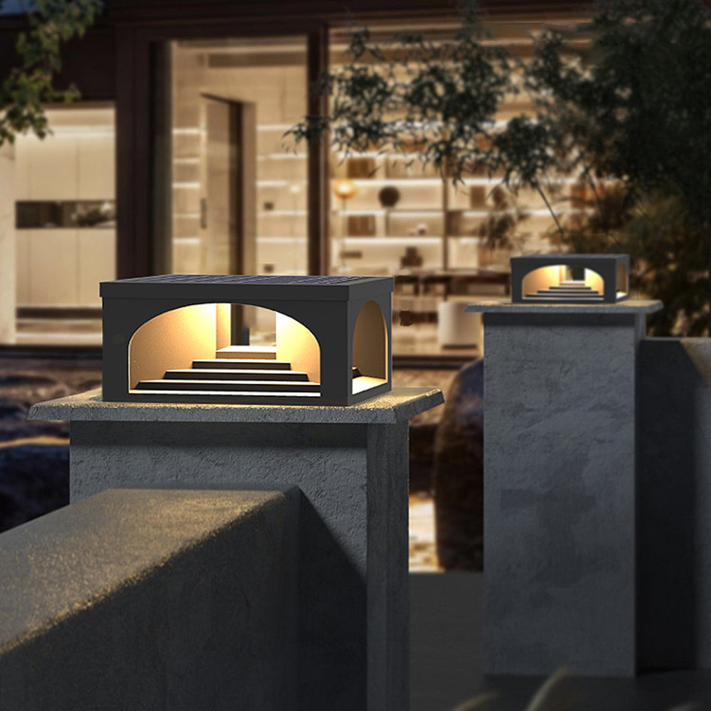 Ray Modern Stair Metal Solar Outdoor Pier-Mount Pillar Light - Neutralighting
