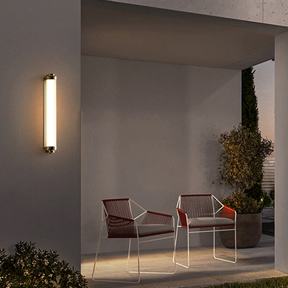 Ray Minimalist Cylindrical Metal Outdoor Wall Lamp, Black/Gold/Silver | ventumra