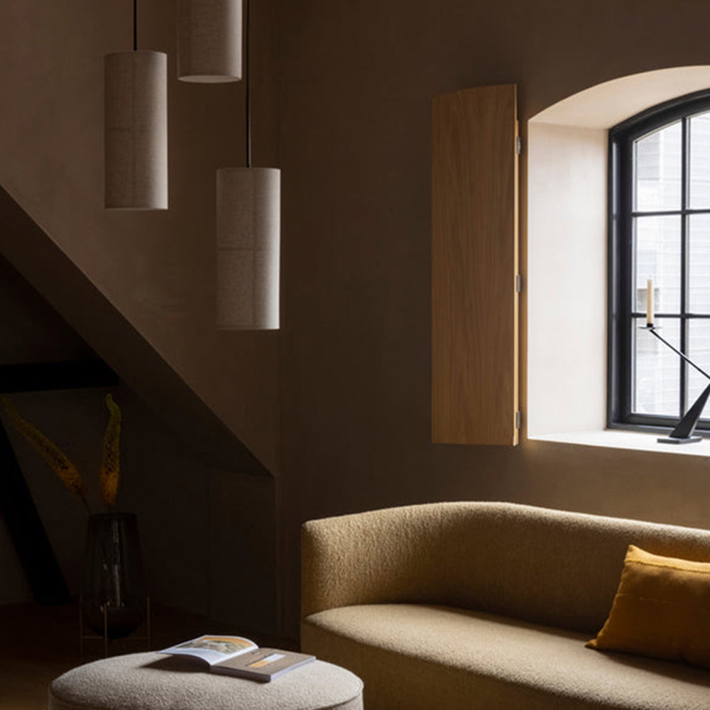 Ritta Cylinder Pendant Light, Lantern, Fabric, Japanese | ventumra