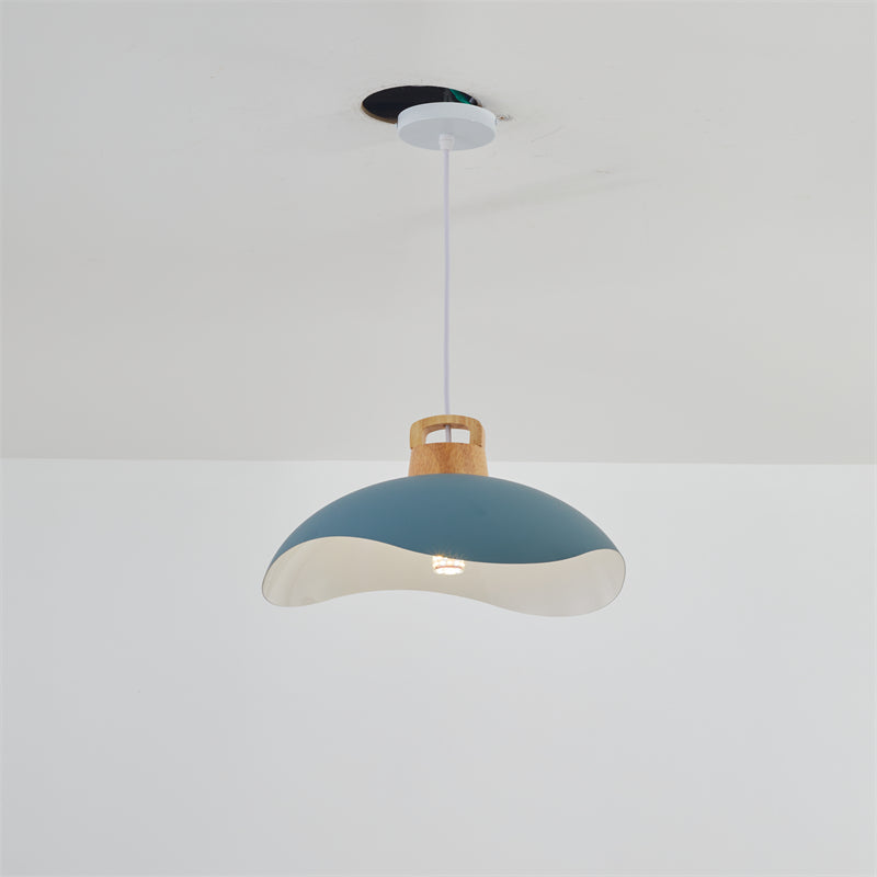 Valentina Colorful Shade Single Pendant Lights, Wood & Metal | ventumra