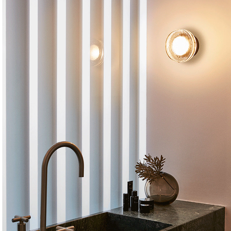 Ray Modern Mini Bubble Metal/Glass Outdoor Wall Lamp, Transparent | ventumra
