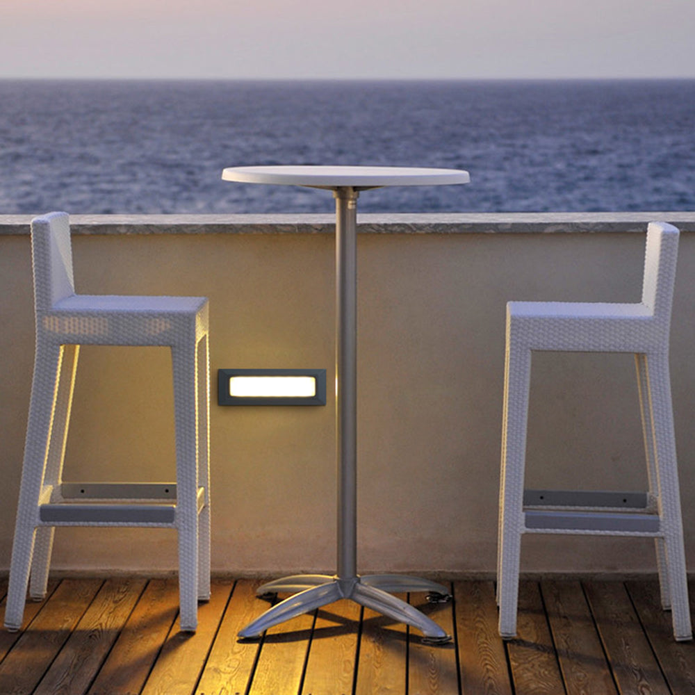 Ray Modern Metal Rectangular Outdoor Deck/Step Light, Black | ventumra