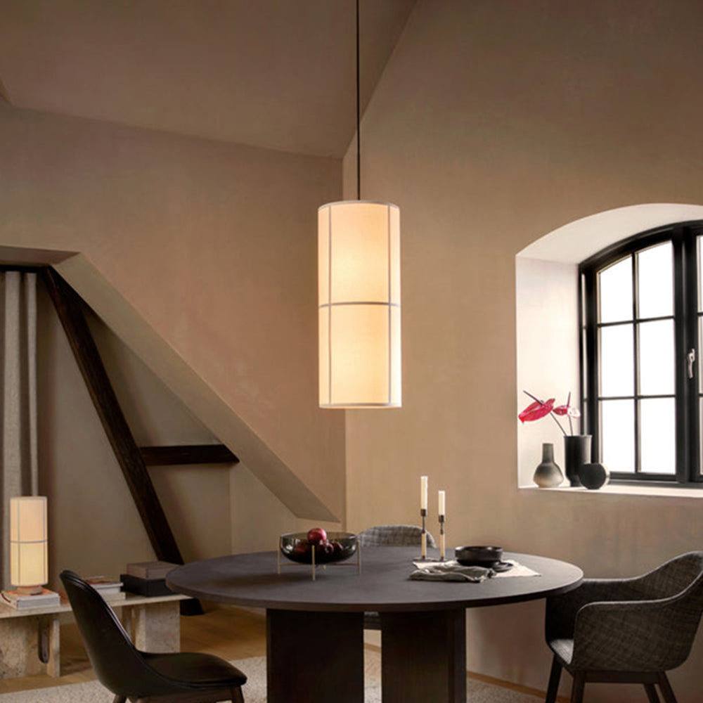 Ritta Cylinder Pendant Light, Lantern, Fabric, Japanese | ventumra