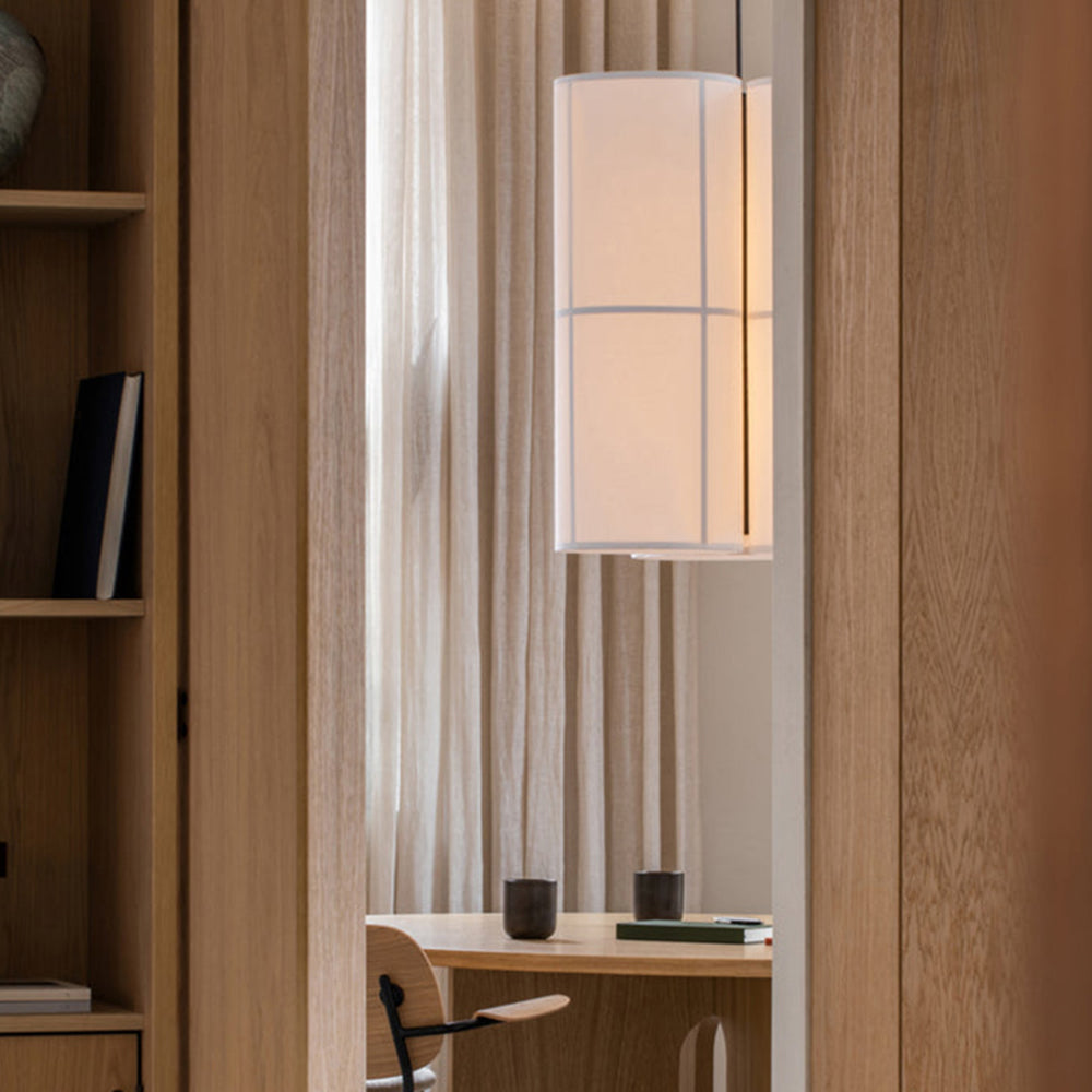 Ritta Cylinder Pendant Light, Lantern, Fabric, Japanese | ventumra