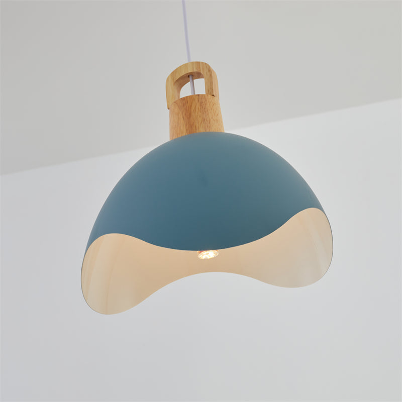 Valentina Colorful Shade Single Pendant Lights, Wood & Metal | ventumra