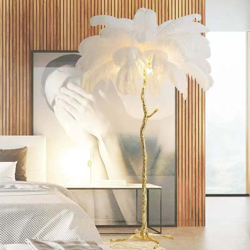 O'Moore Nordic Luxury Unique Ostrich Feather Floor Lamp/Table Lamp - Neutralighting