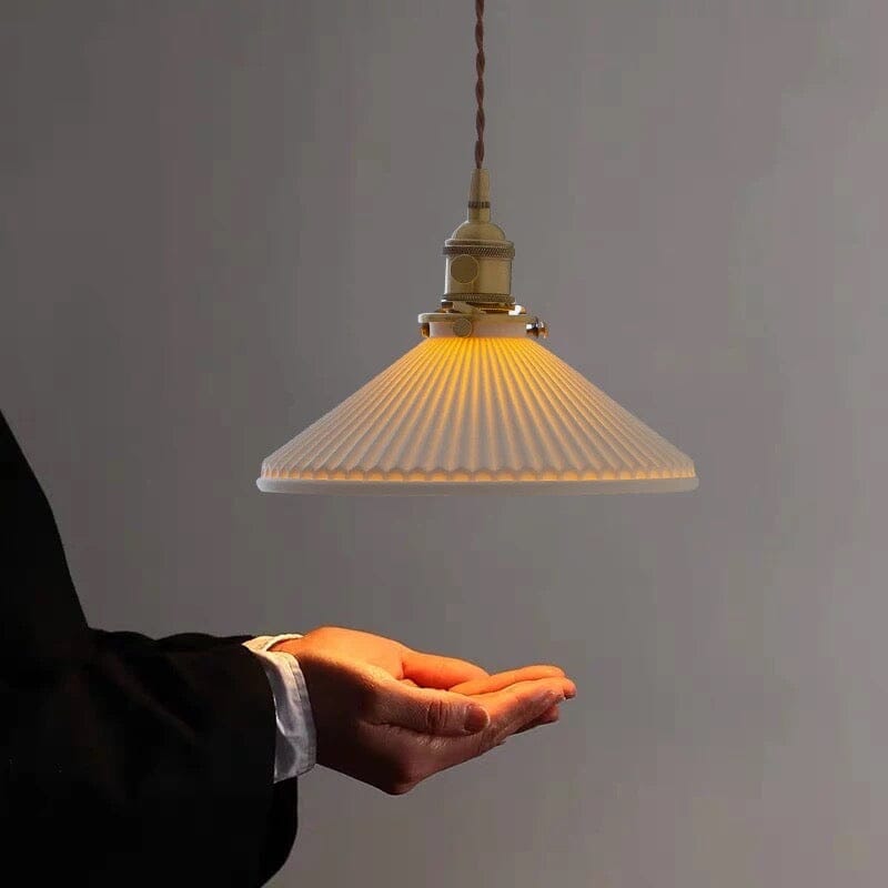 Liora Nordic White Ceramic Pendant Light With Brass Holder