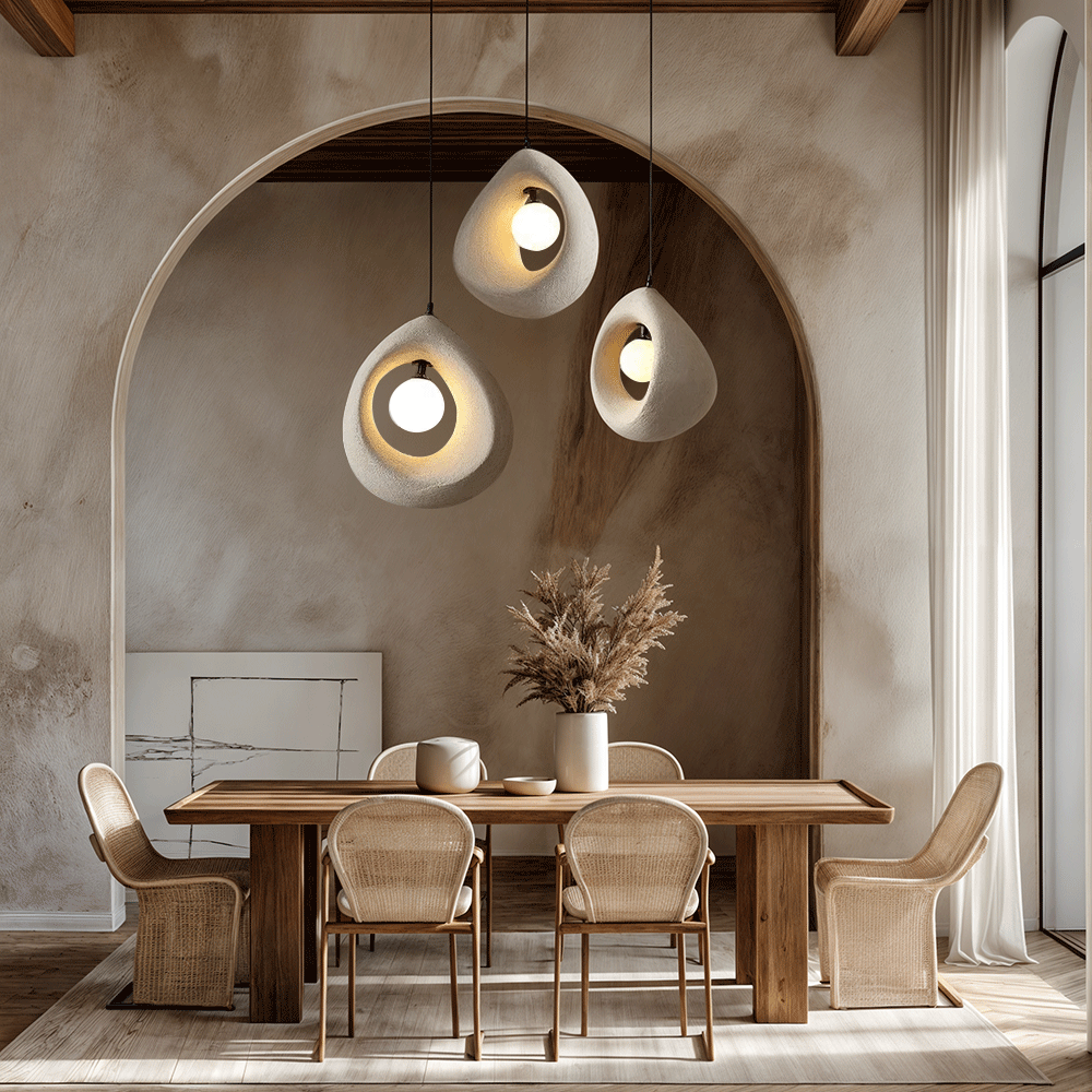 Hikari Resin LED Pendant Light in Japanese Wabi-Sabi Style